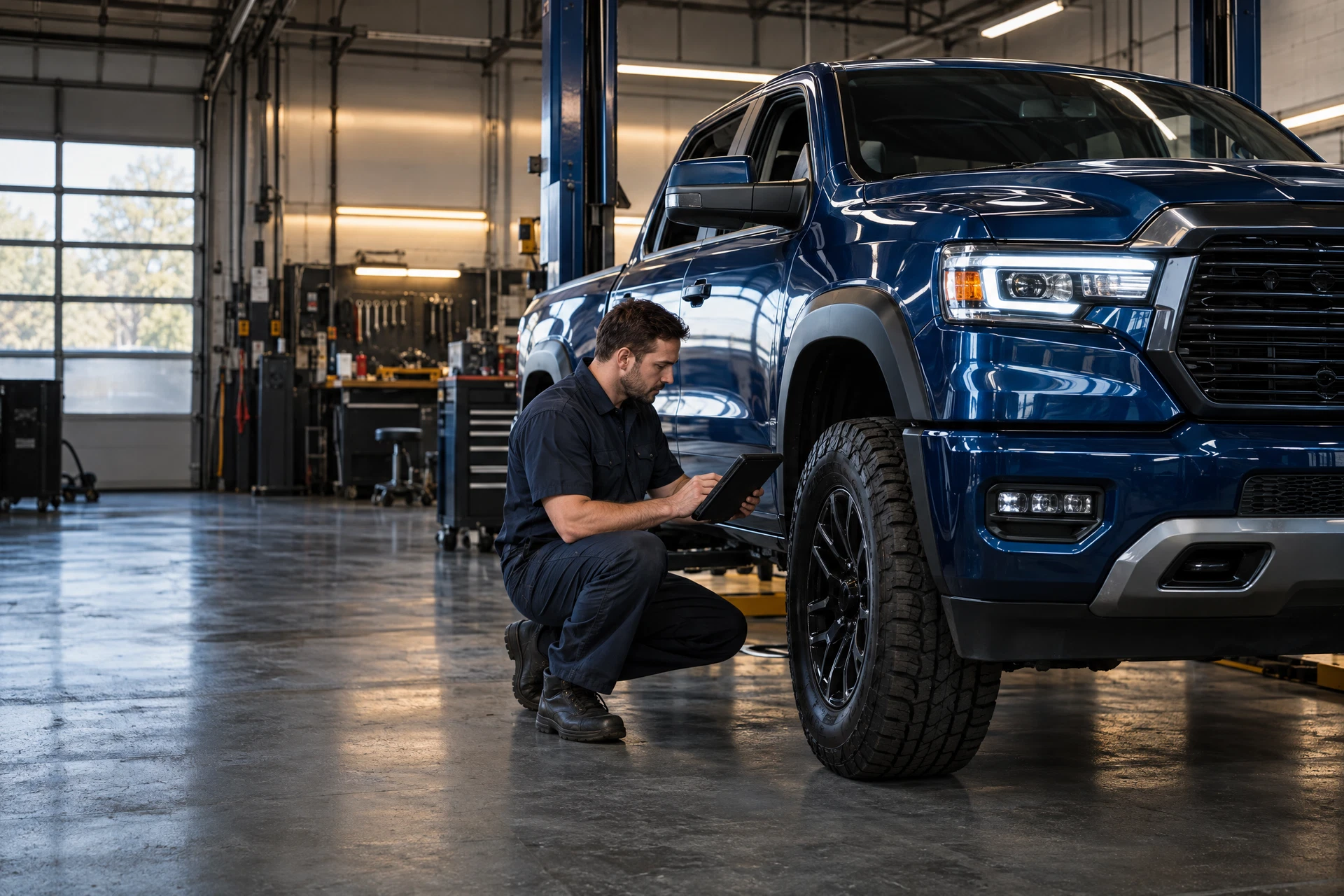 Vehicle in a repair facility